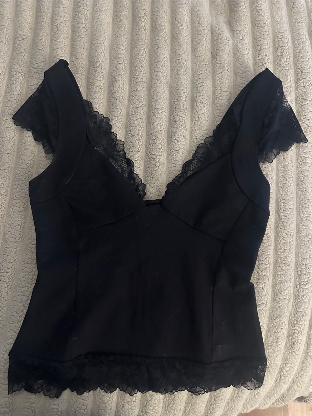 Free People Black Lace Trim Tank Top